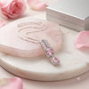 Blush Pink Crystal Drop Adjustable Bracelet – Silver Plated CZ Leaf Edition