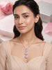 Blush Pink Crystal Drop Adjustable Bracelet – Silver Plated CZ Leaf Edition