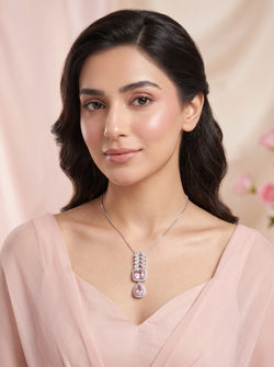 Romantic Blush Pink Gemstone Pendant Necklace